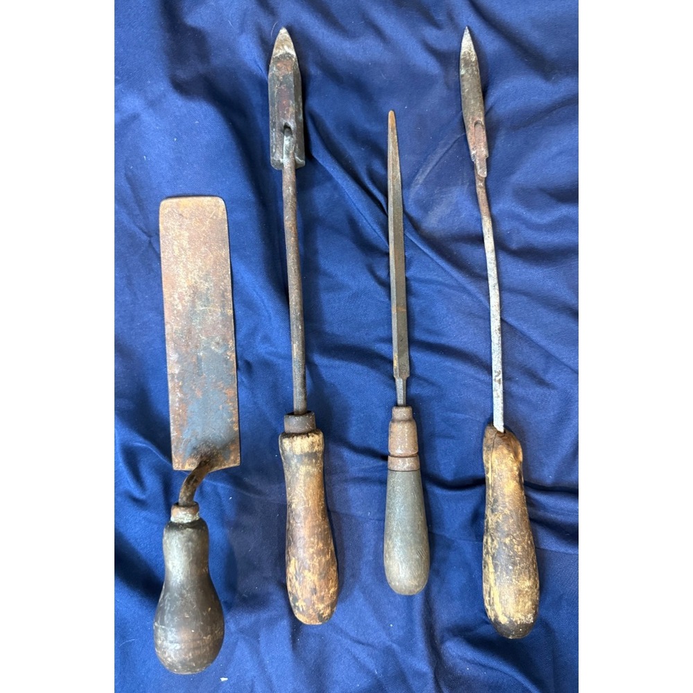 Hand Forged Soldering Iron 14" Wood Handle Lot of 4 Shipwright Antique 1800s
